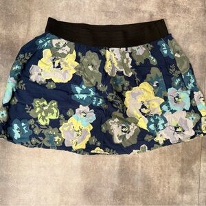 SO Blue Floral Skirt with Black Waistband
